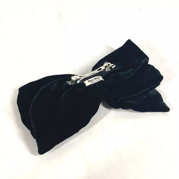 MIUMIU Big Ribbon hair accessories hair pin Barrette Velor Black main image 7